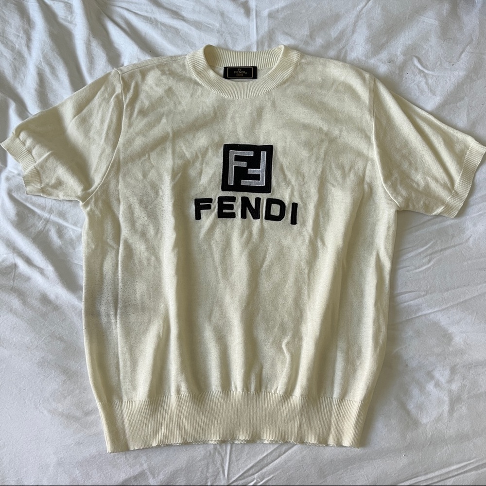 Vintage Fendi 100% Wool Short Sleeve Sweater